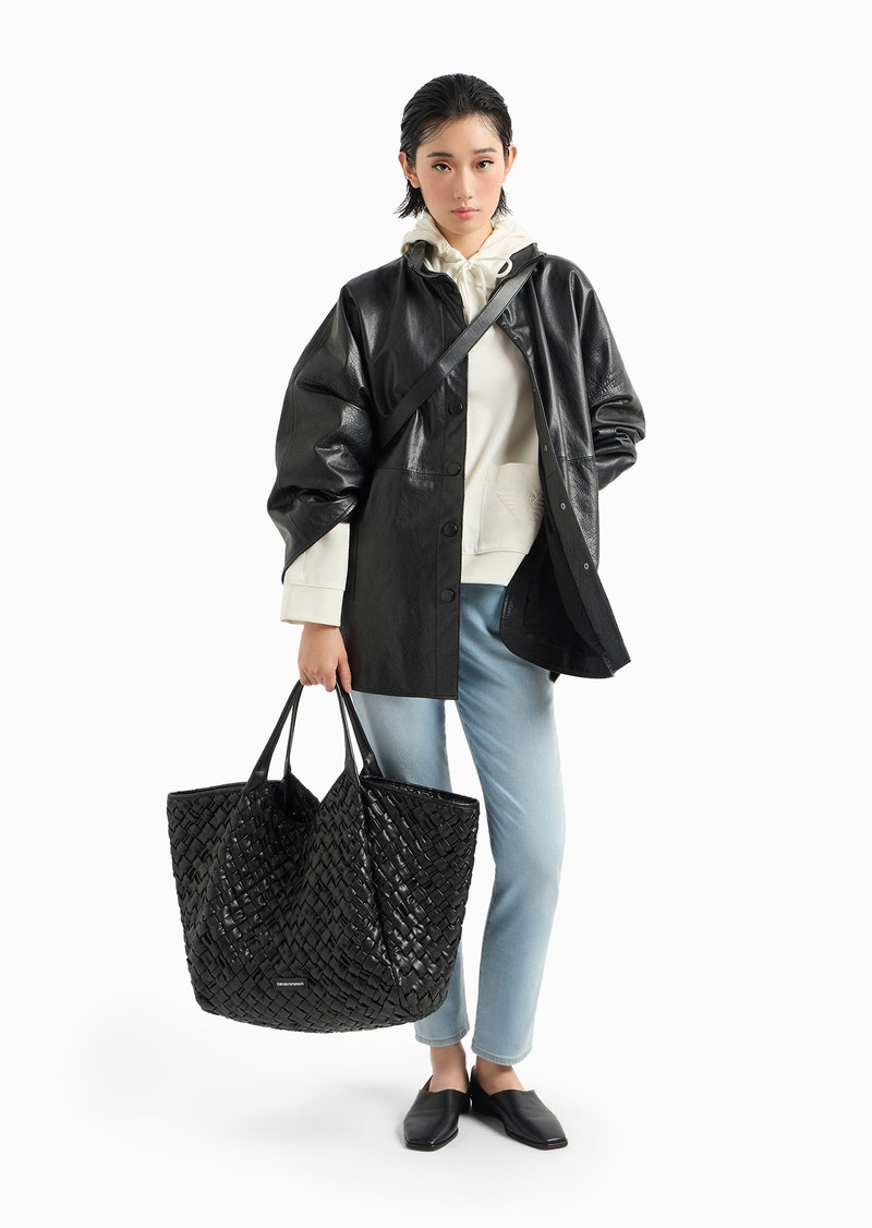 Hooded sweatshirt in Milano-stitch fabric with logo tape 7