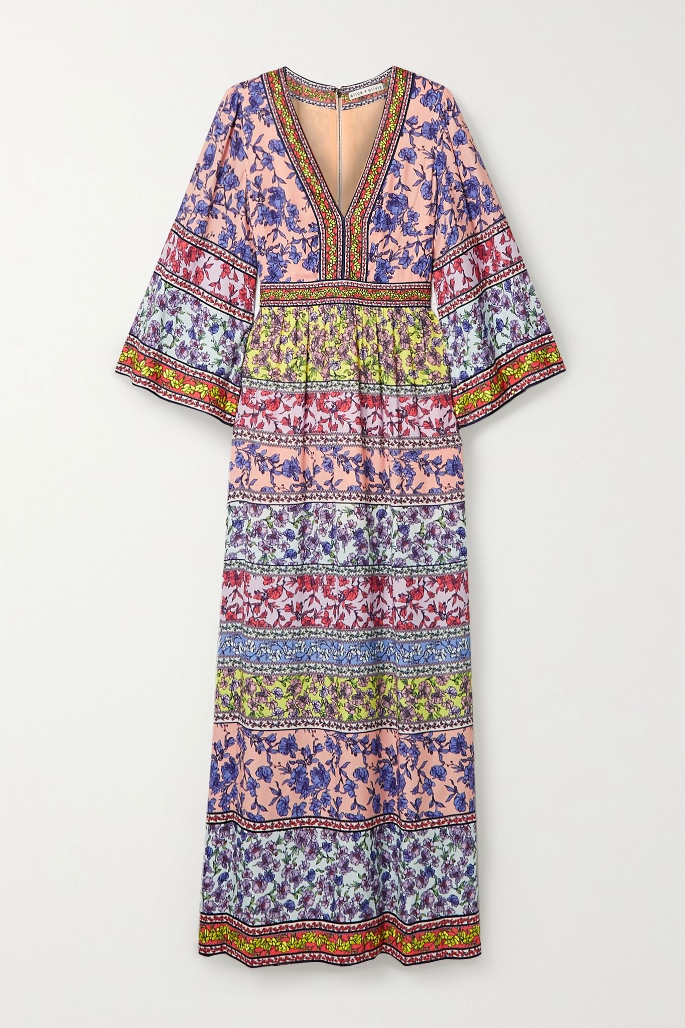 Lena embroidered floral-print crepe maxi dress - 1