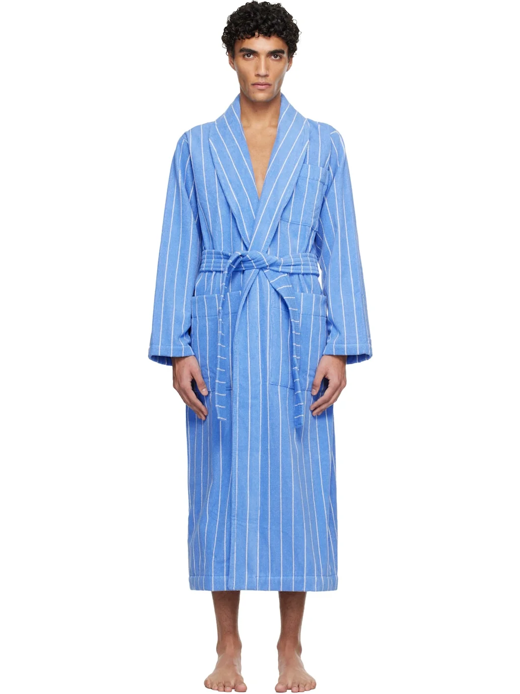 Blue & White Terry Classic Bathrobe - 1