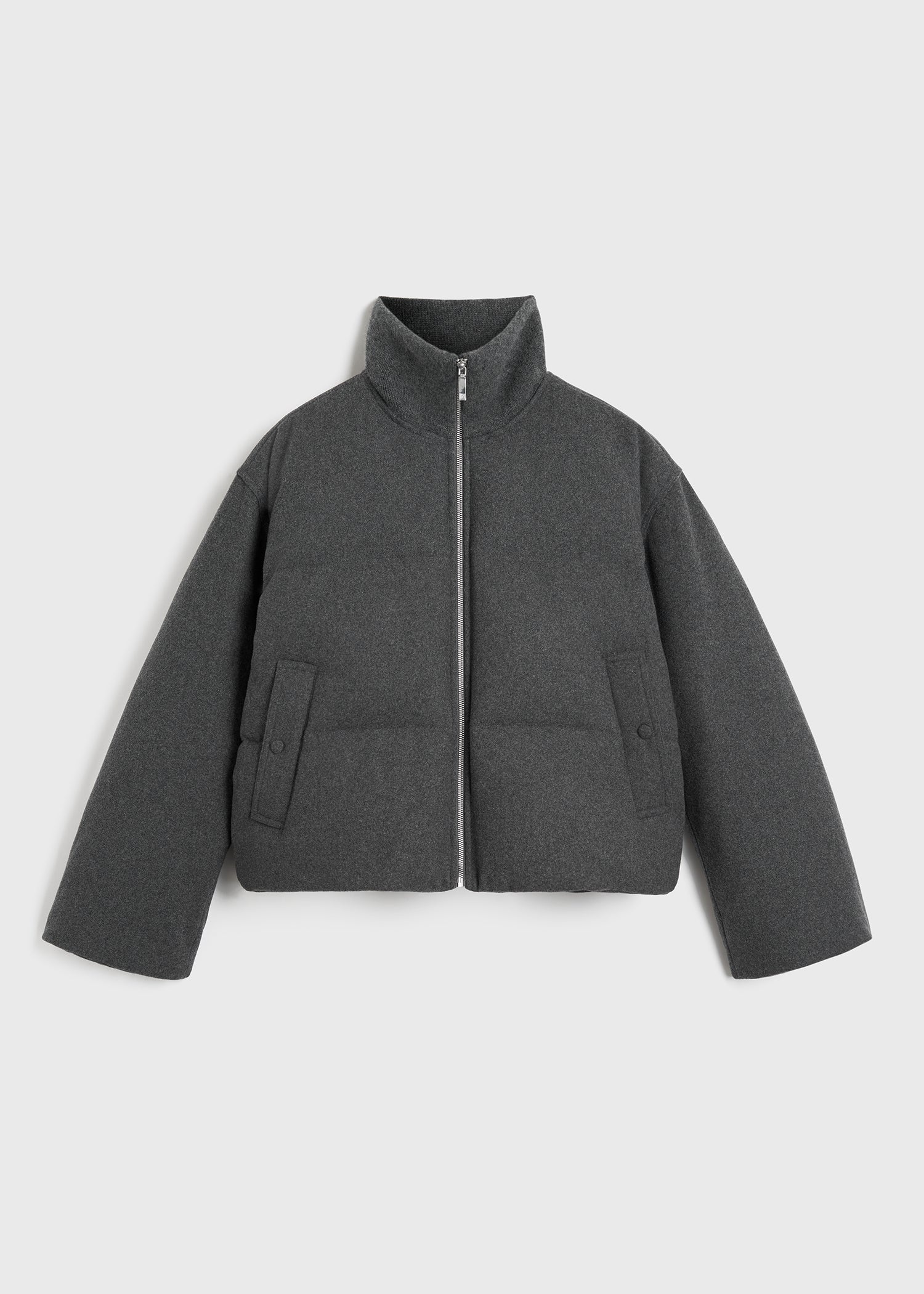 Flannel puffer jacket grey mélange - 1