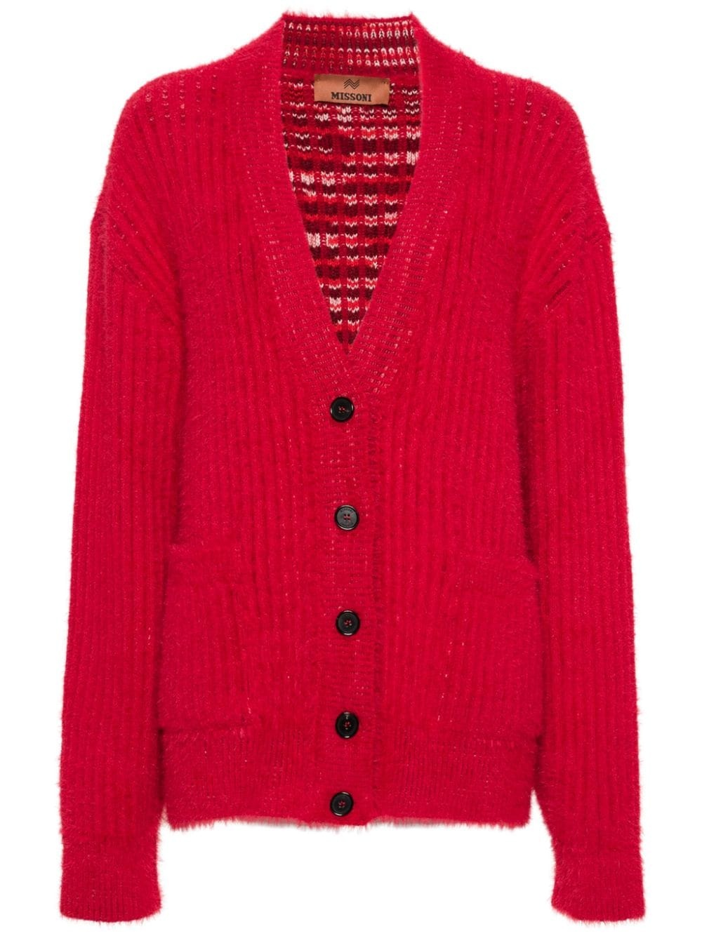 brushed ribbed cardigan - 1