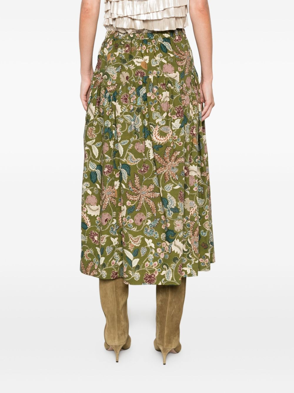 Rosen floral tie-waist skirt - 4