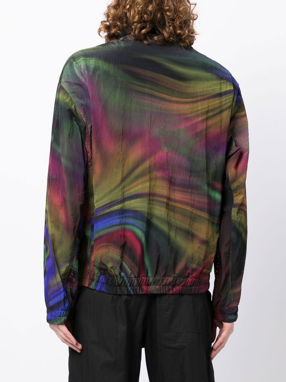 perforated abstract-print bomber jacket - 4