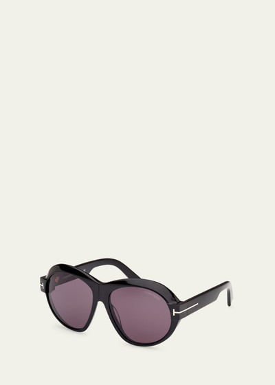 TOM FORD Inger Acetate Round Sunglasses outlook