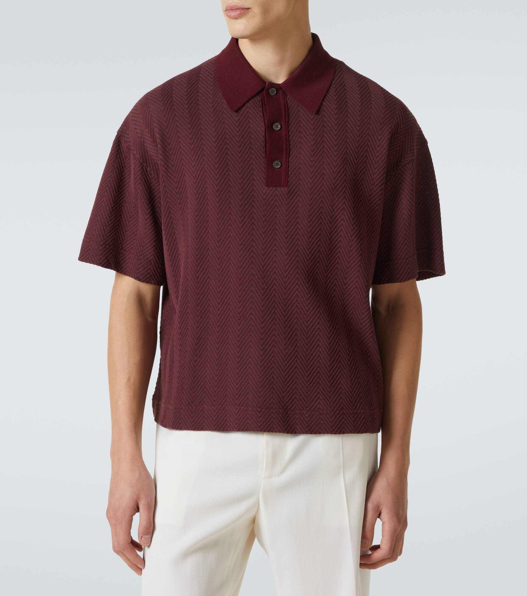 Zigzag cotton-blend polo shirt - 3