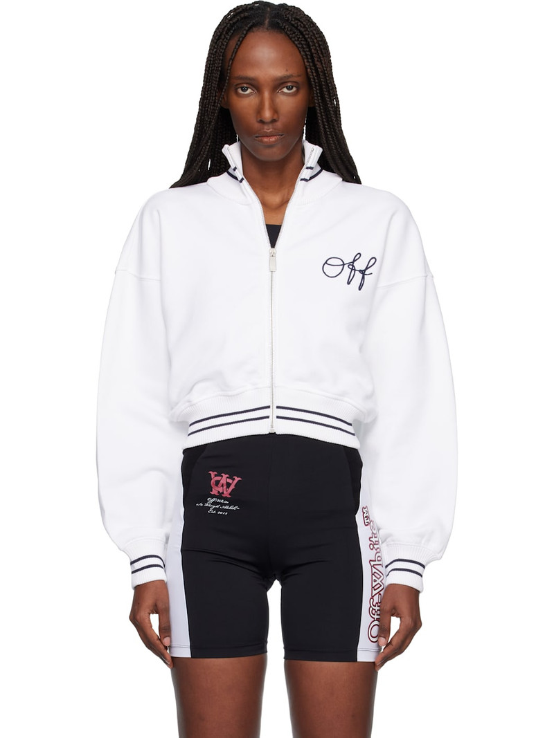 White Script Logo Regular Zip-Up Jacket 1