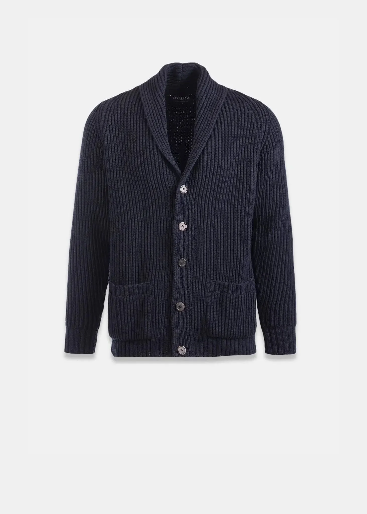Men's Shawl Collar Cardigan Navy - 1