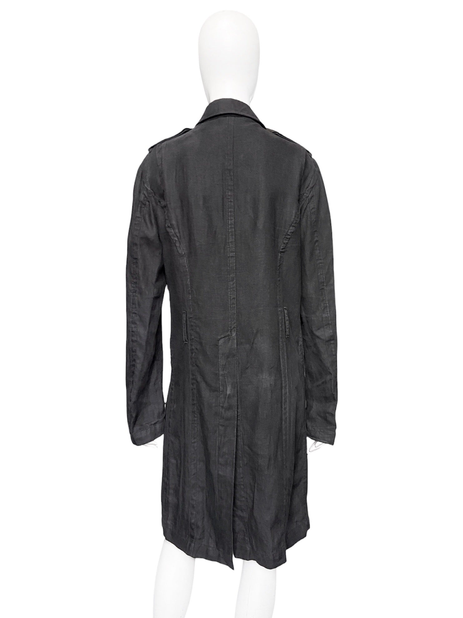 Ann Demeulemeester Spring 2006 Grey Hemp Trench Coat Jacket XXS - 3