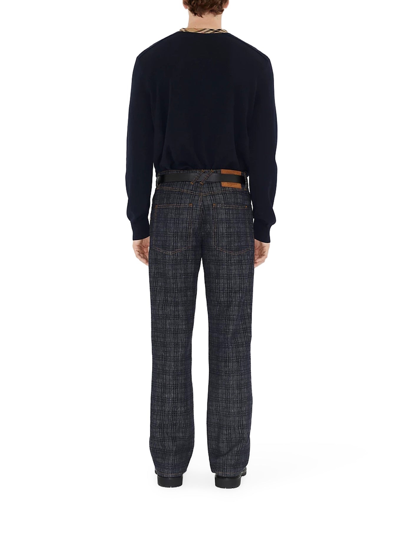WOOL PULLOVER WITH CHECK FINISHES - 4