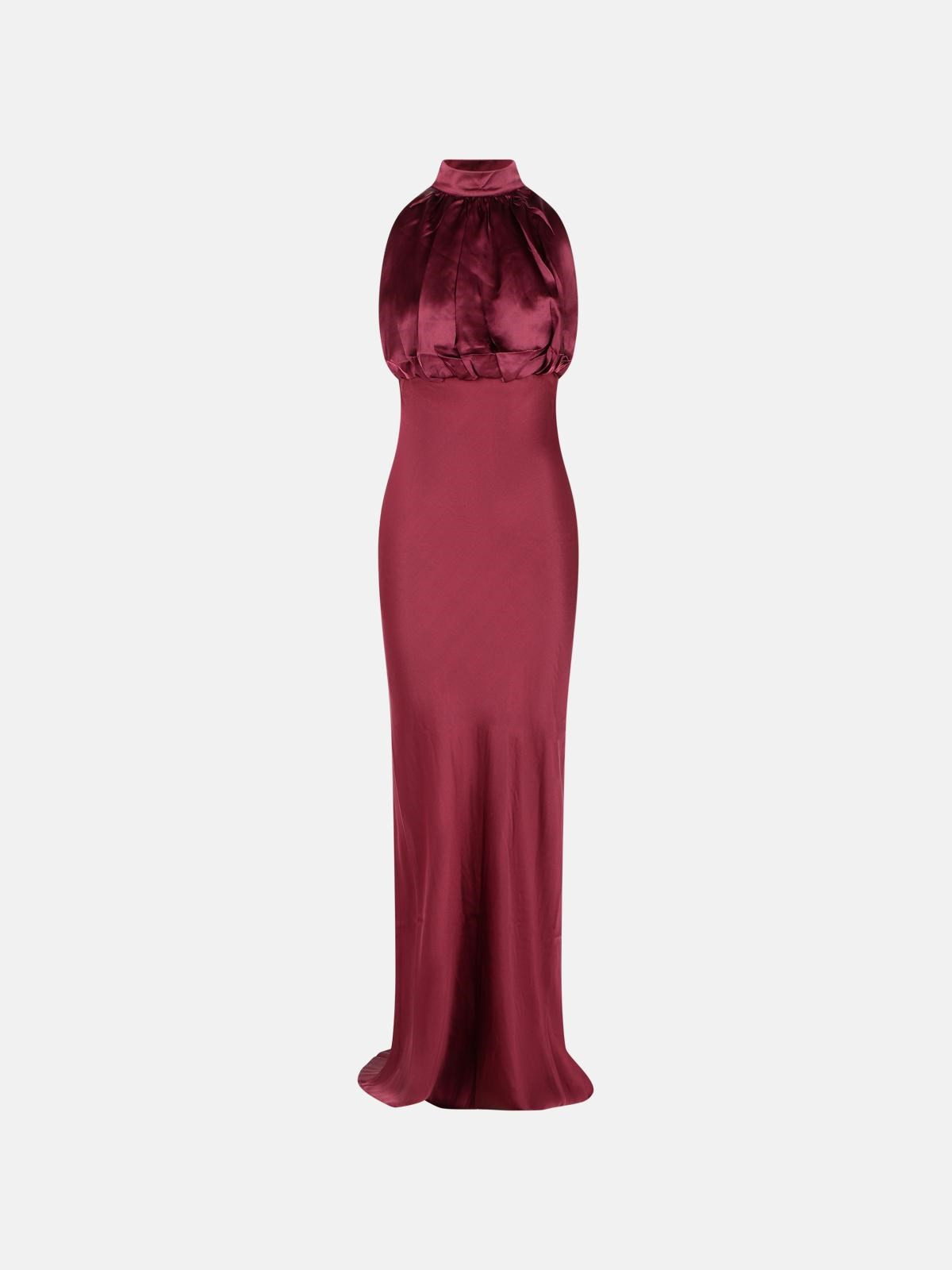 KALINA' BURGUNDY SILK DRESS - 1