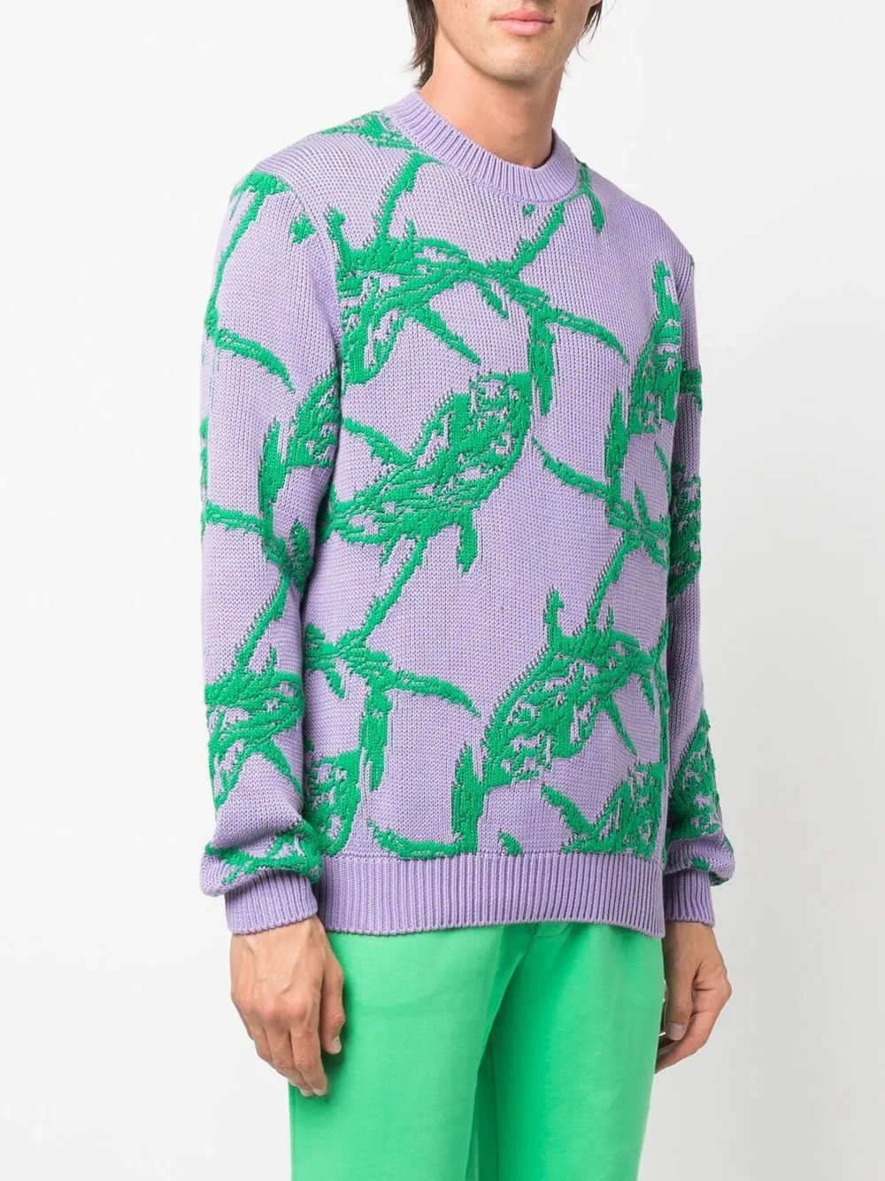 patterned-jacquard crew-neck jumper - 3