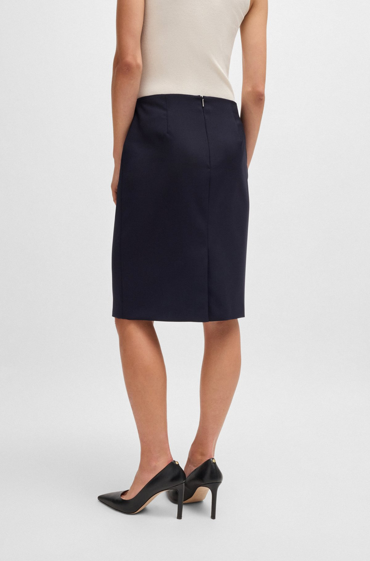 SLIM-FIT PENCIL SKIRT IN VIRGIN WOOL - 4