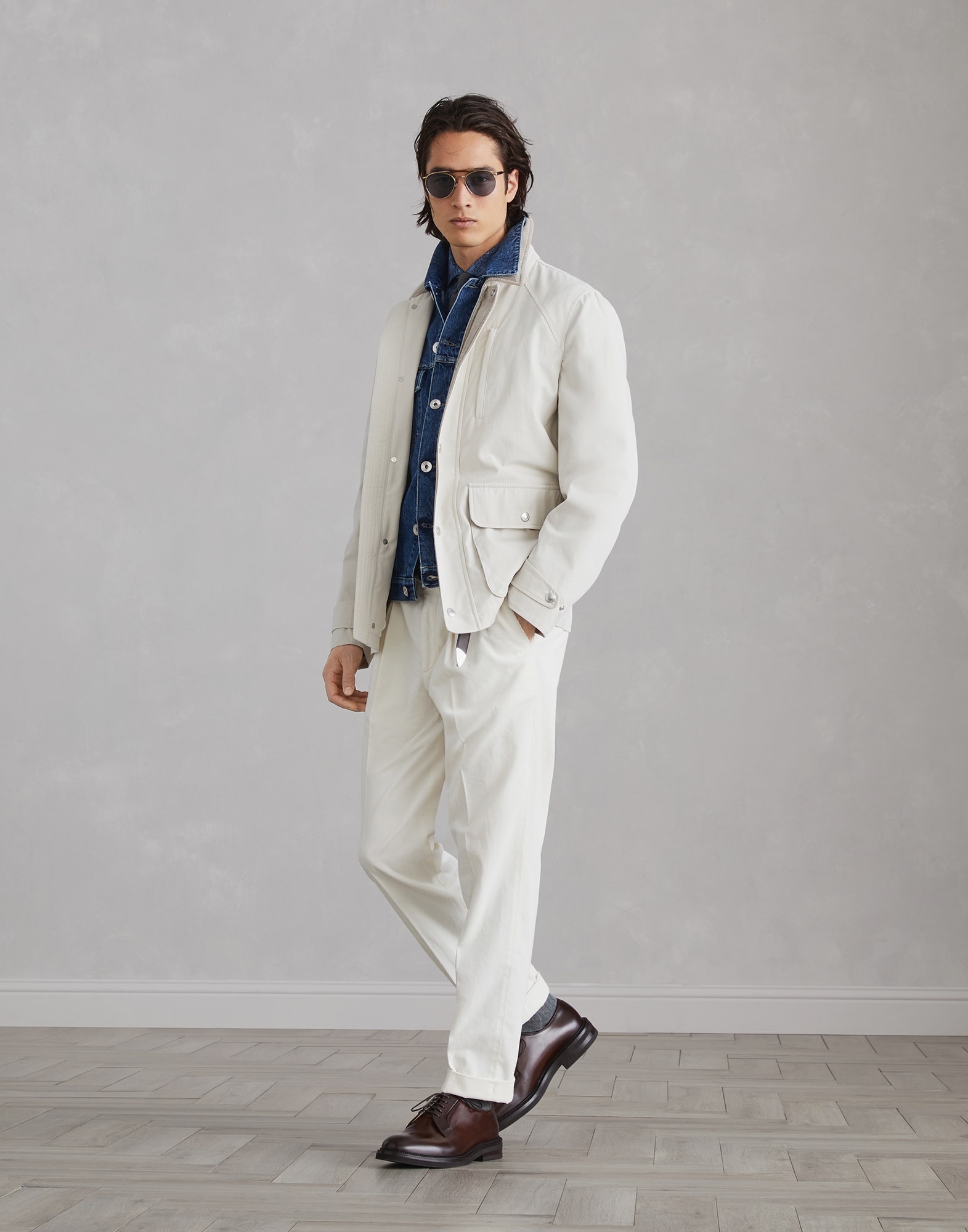 Brunello Cucinelli Techno cotton gabardine field jacket with