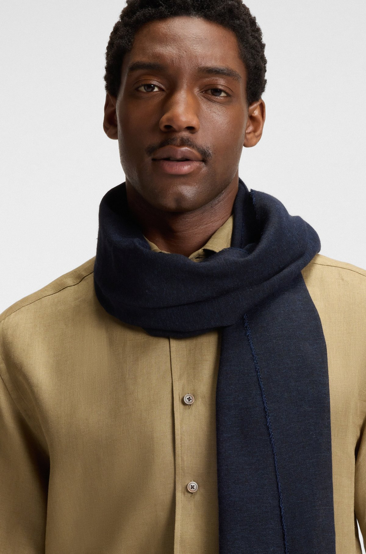 BECKHAM X BOSS LIGHTWEIGHT TWO-TONE SCARF WITH LINEN - 3