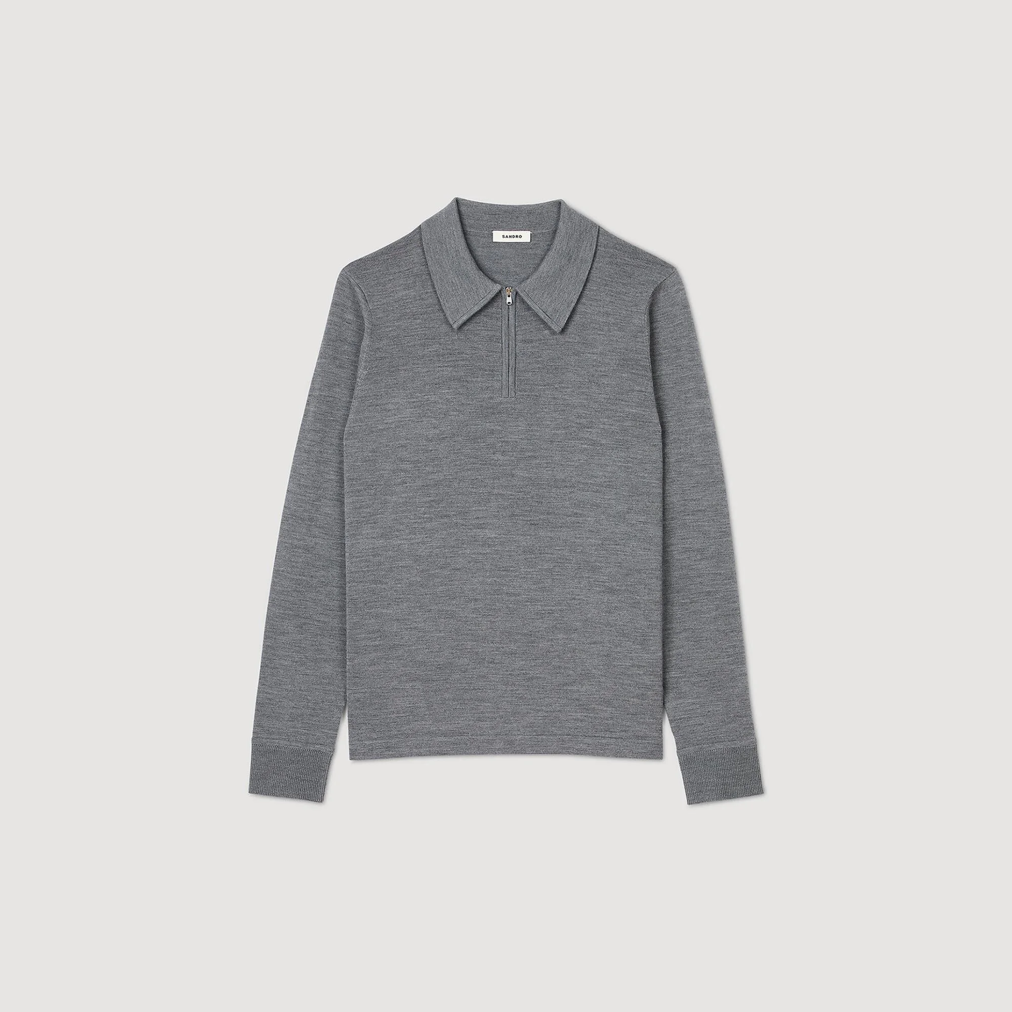 zip-up knitted polo shirt - 1