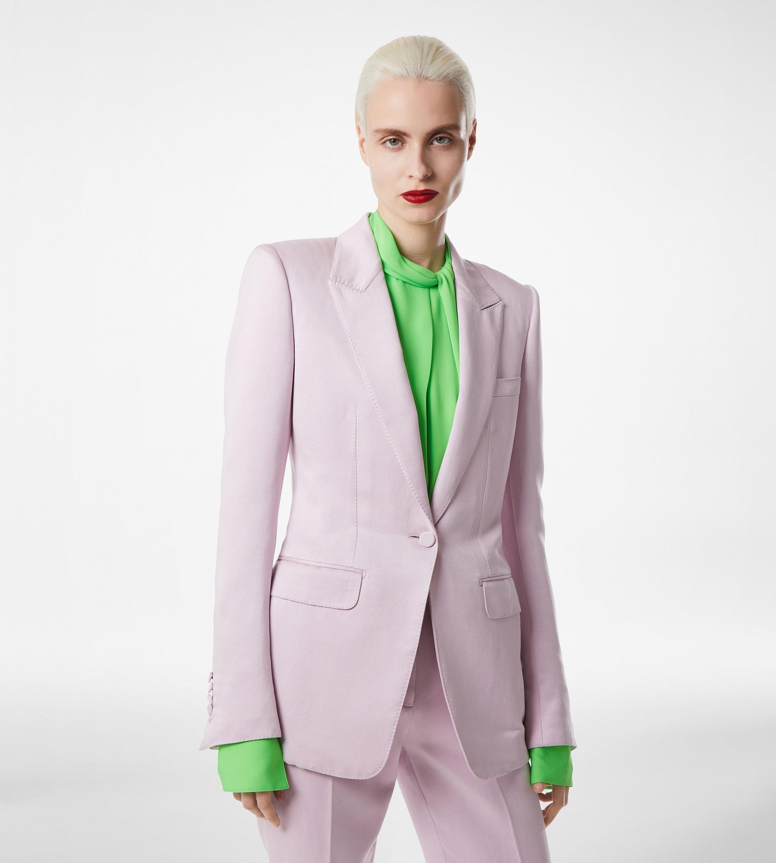 WASHED COTTON SILK BLEND DUCHESSE SINGLE BREASTED JACKET - 4