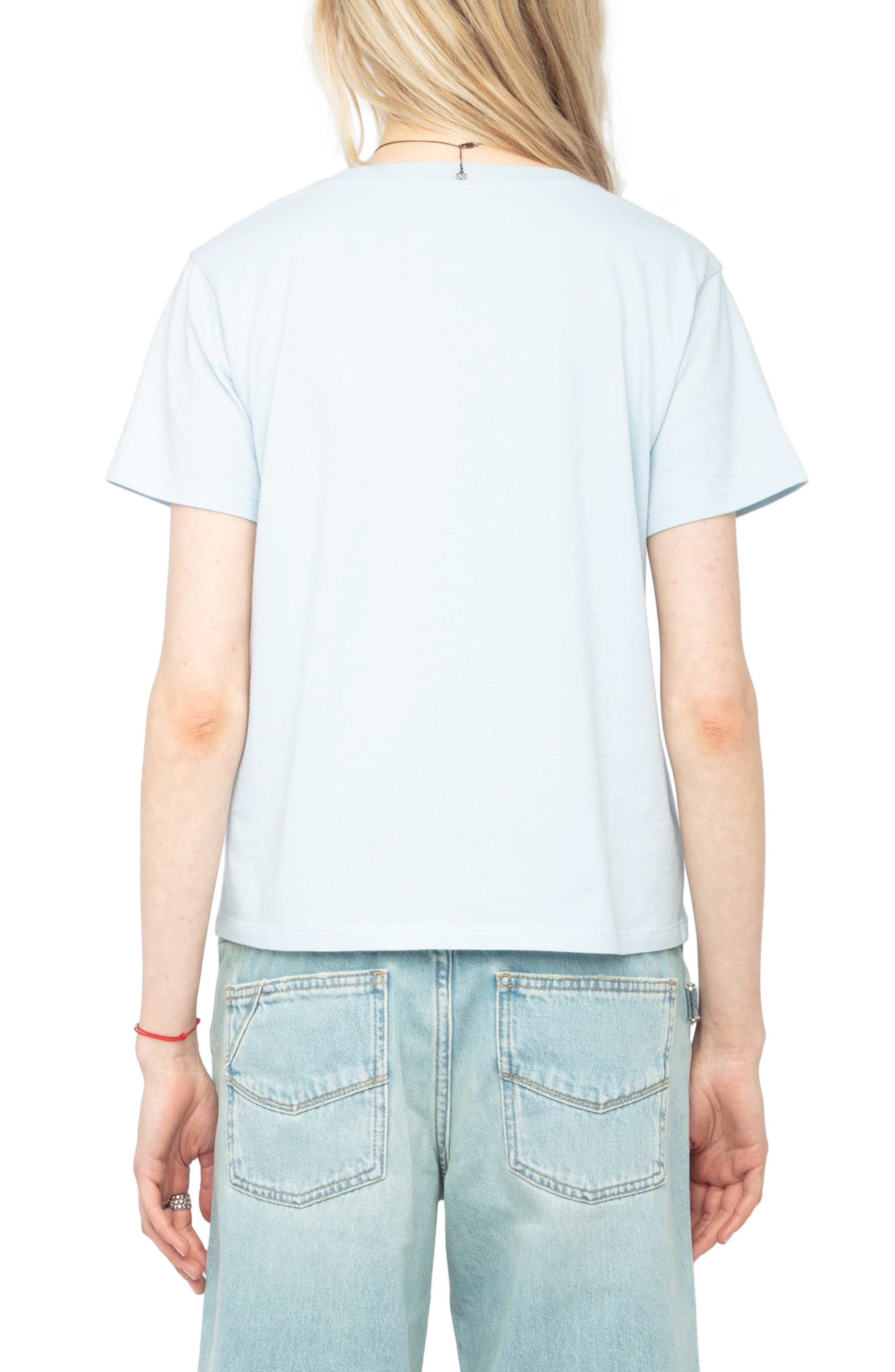 Zadig & Voltaire Alys Mesh Inset Cotton T-Shirt in Cloud at Nordstrom - 2