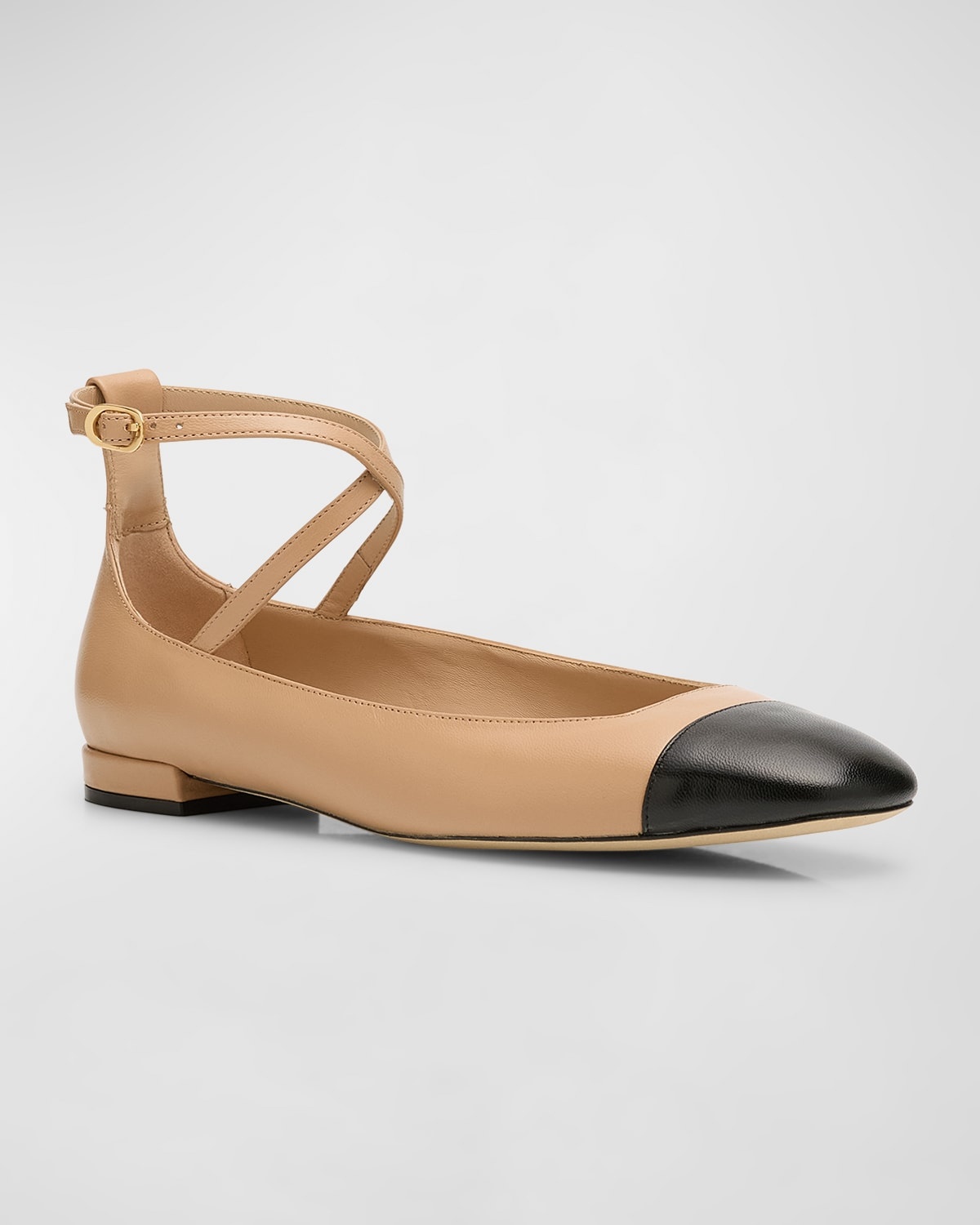 Eden Bicolor Leather Ankle-Strap Flats - 3