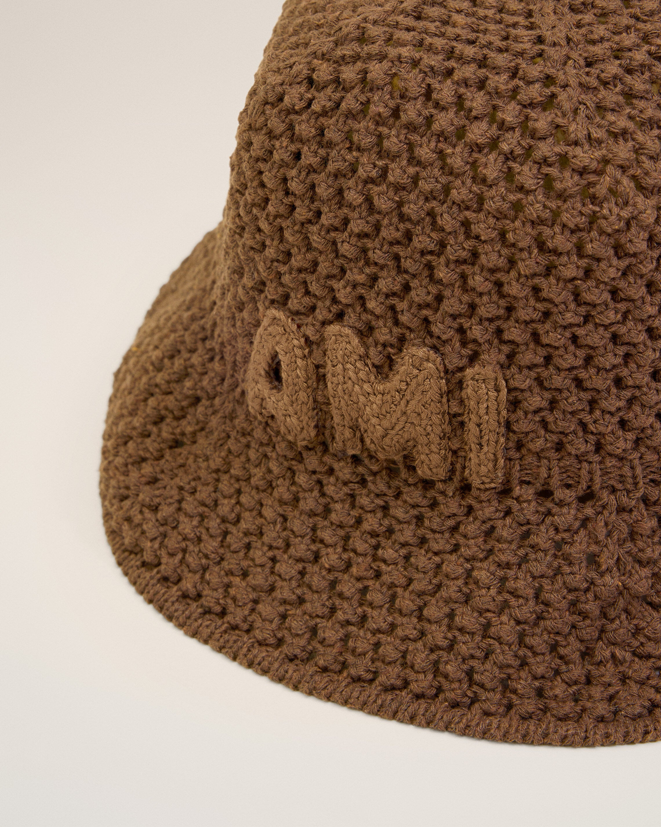 BROWN COTTON KNITTED AMI PATCH BUCKET HAT - 5