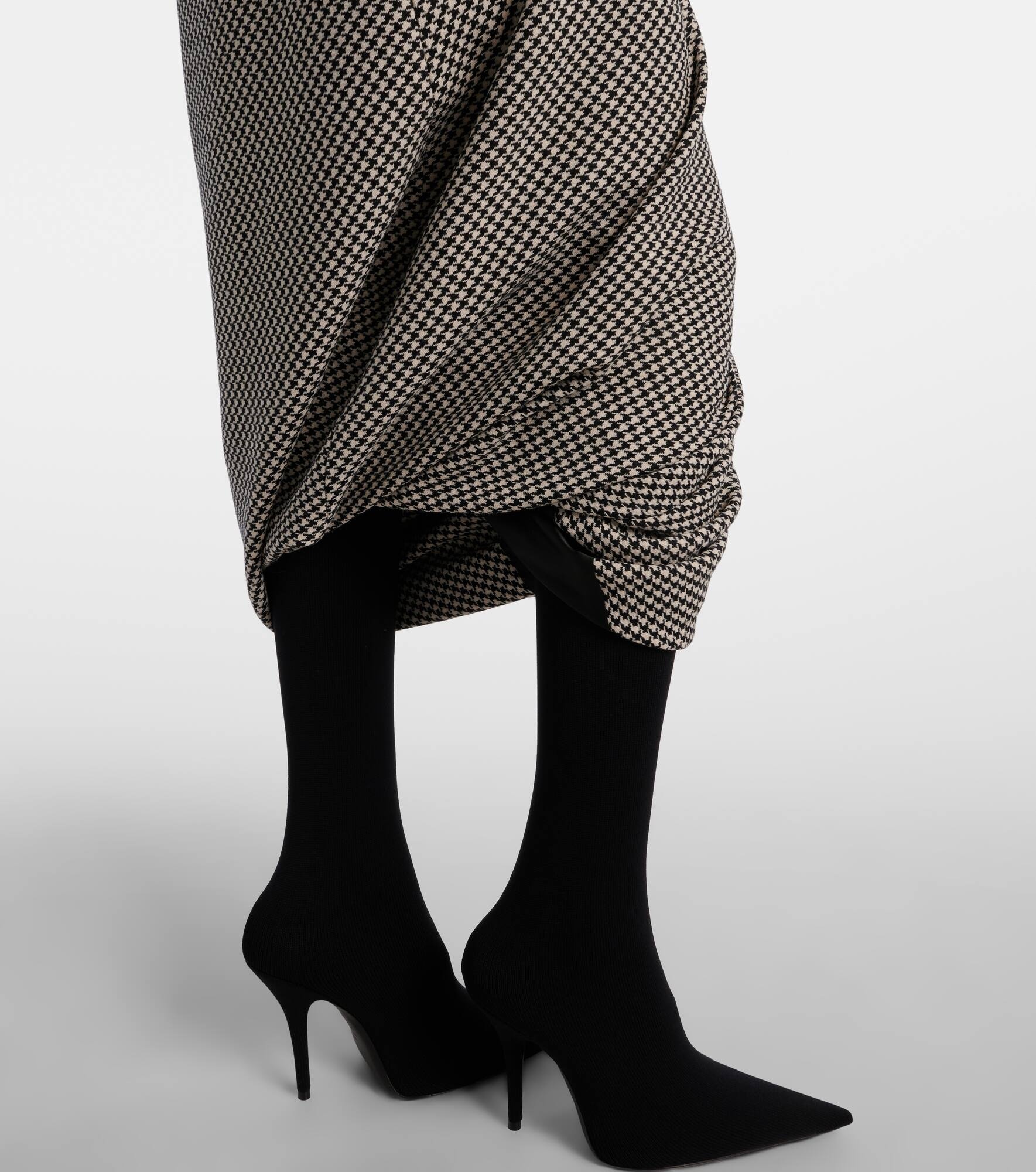 Twisted houndstooth wool pencil skirt - 5