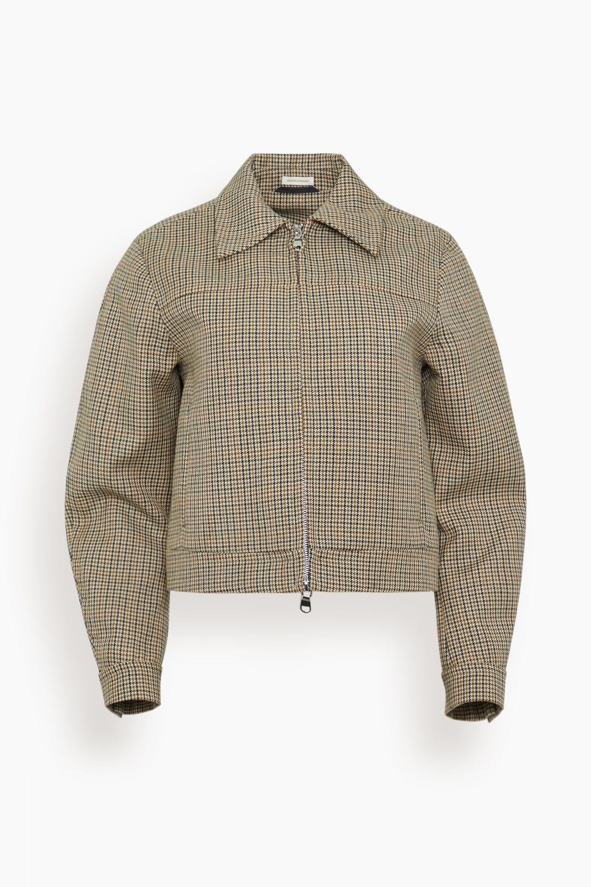 Tailored Checked Wool Zip Jacket in Houndstooth Check - 1