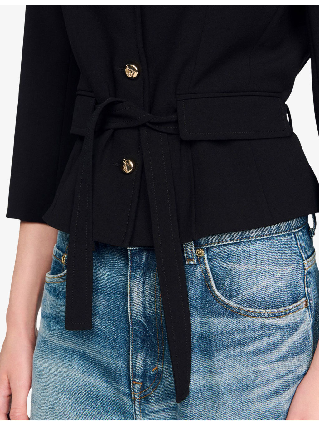 Notch-Lapel Cropped Stretch-Woven Jacket - 5