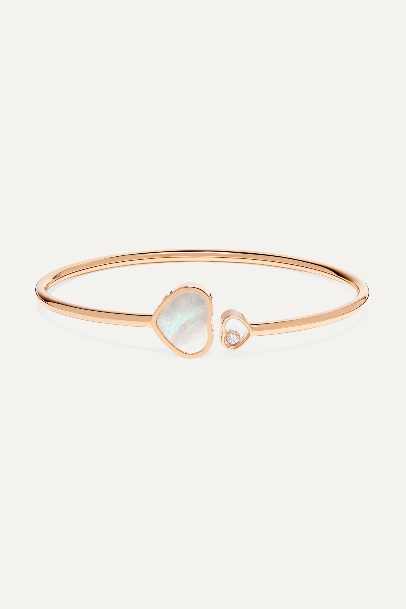 Happy Hearts 18-karat rose gold, diamond and mother-of-pearl cuff - 1