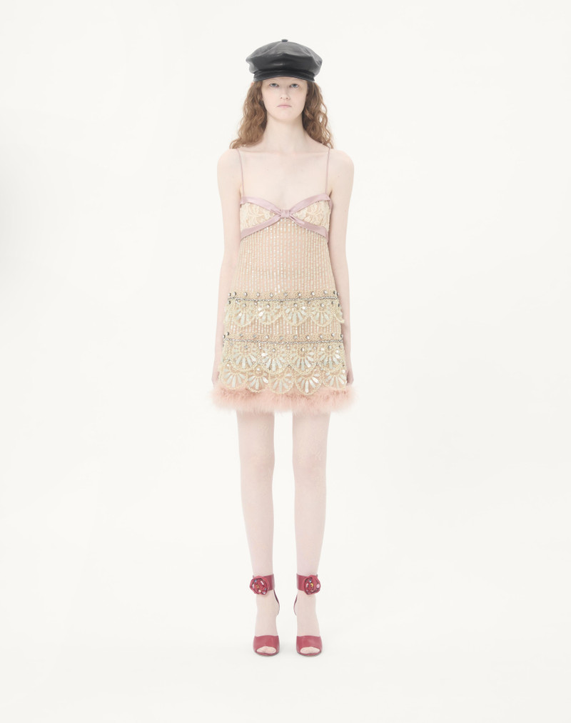 TULLE ILLUSIONE EMBROIDERED SHORT DRESS 5
