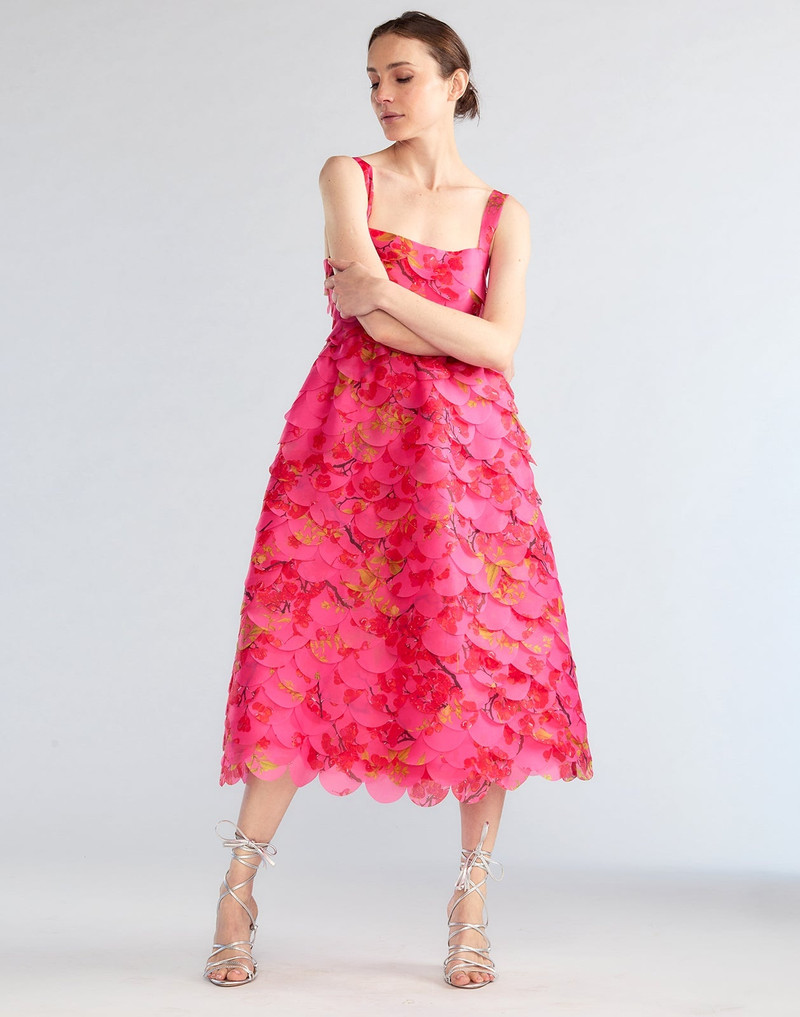CYNTHIA ROWLEY Scalloped Petal Midi Dress outlook