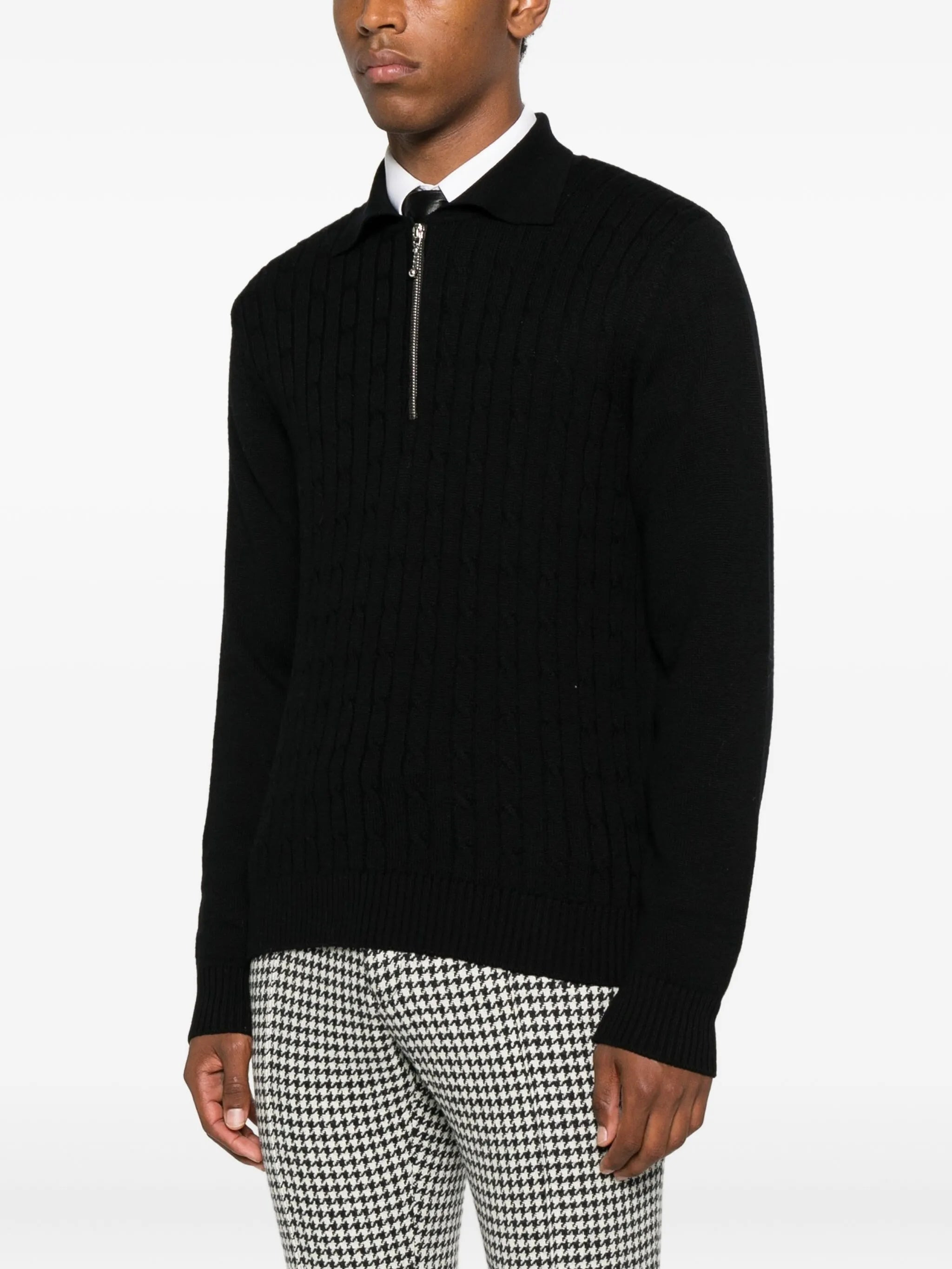 Ernest W. Baker Cable-knit Zip-front Sweater - 5
