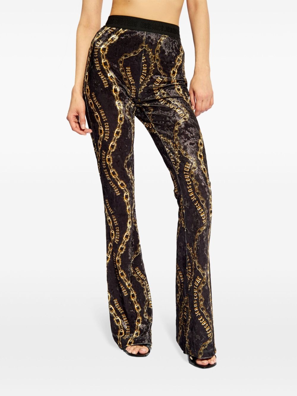 chain-print flared leggings - 3