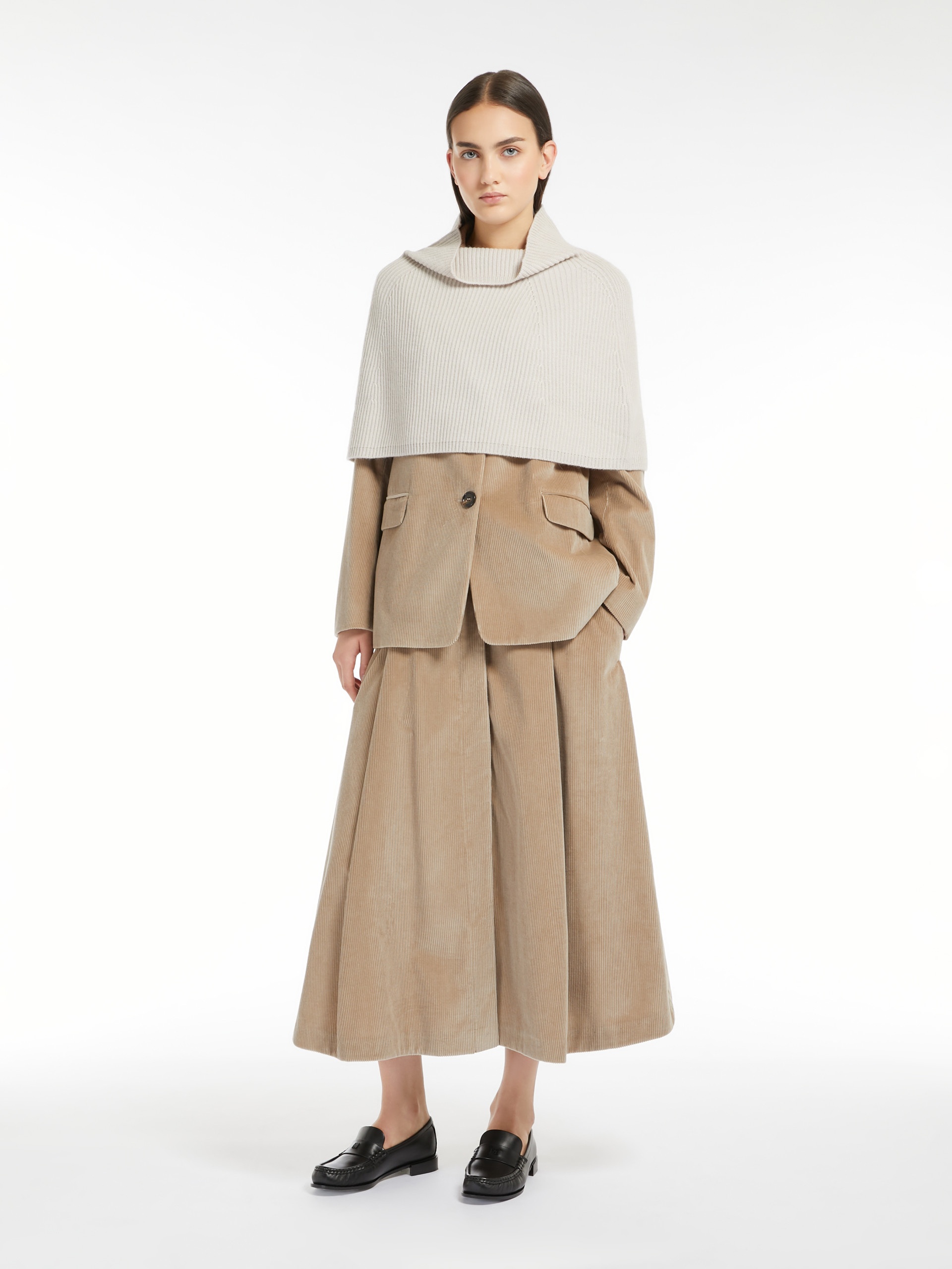 GIULIO Wool and cashmere ribbed cape - 2