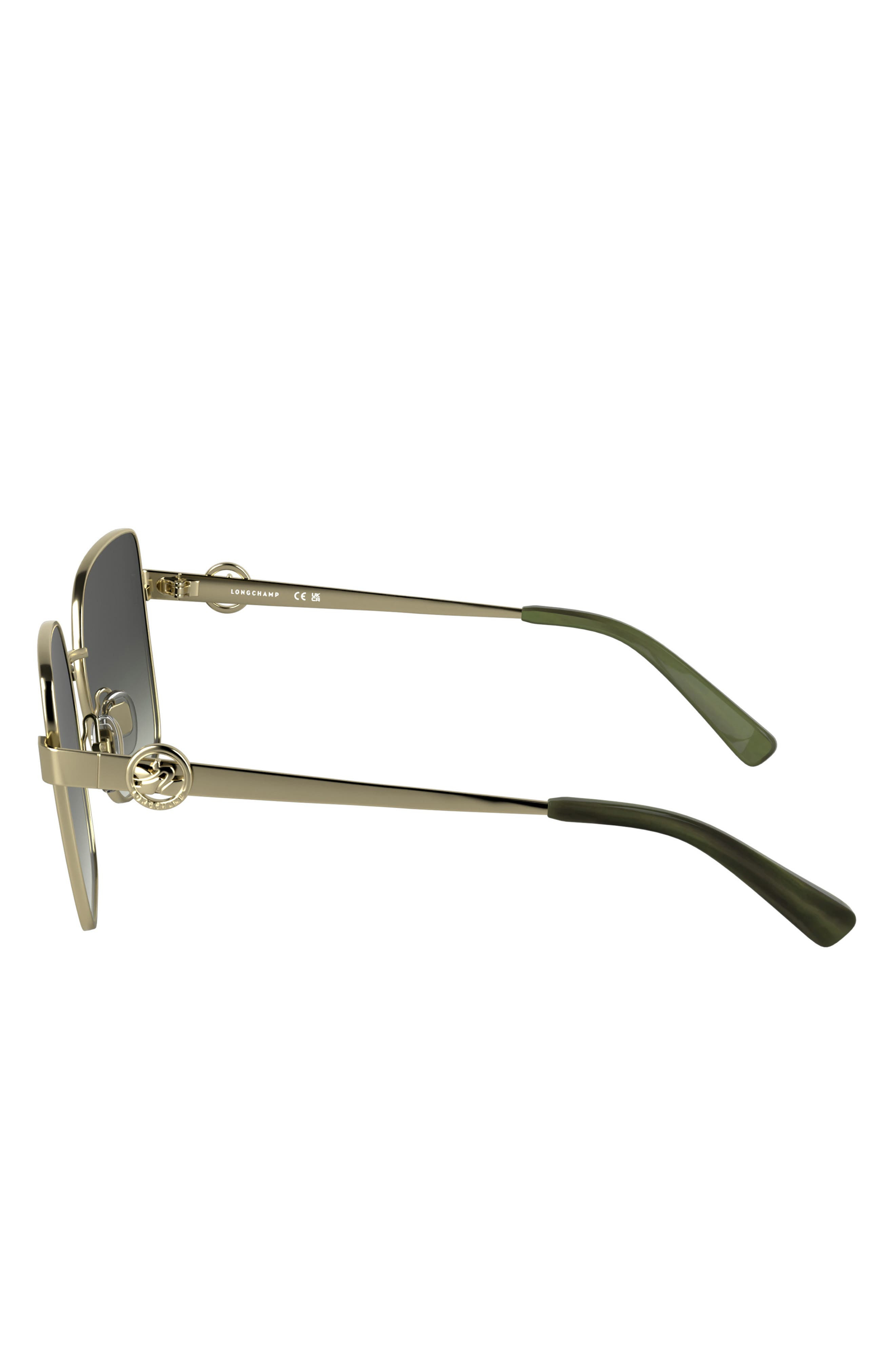 Longchamp Medallion 56mm Butterfly Sunglasses in Gold/Gradient Khaki at Nordstrom - 3