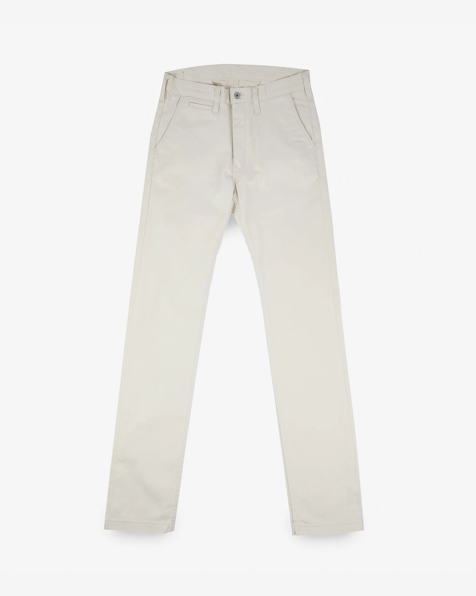 IH-721-IVO 9OZ MERCERISED SELVEDGE COTTON SLIM TAPERED CHINOS - IVORY - 1