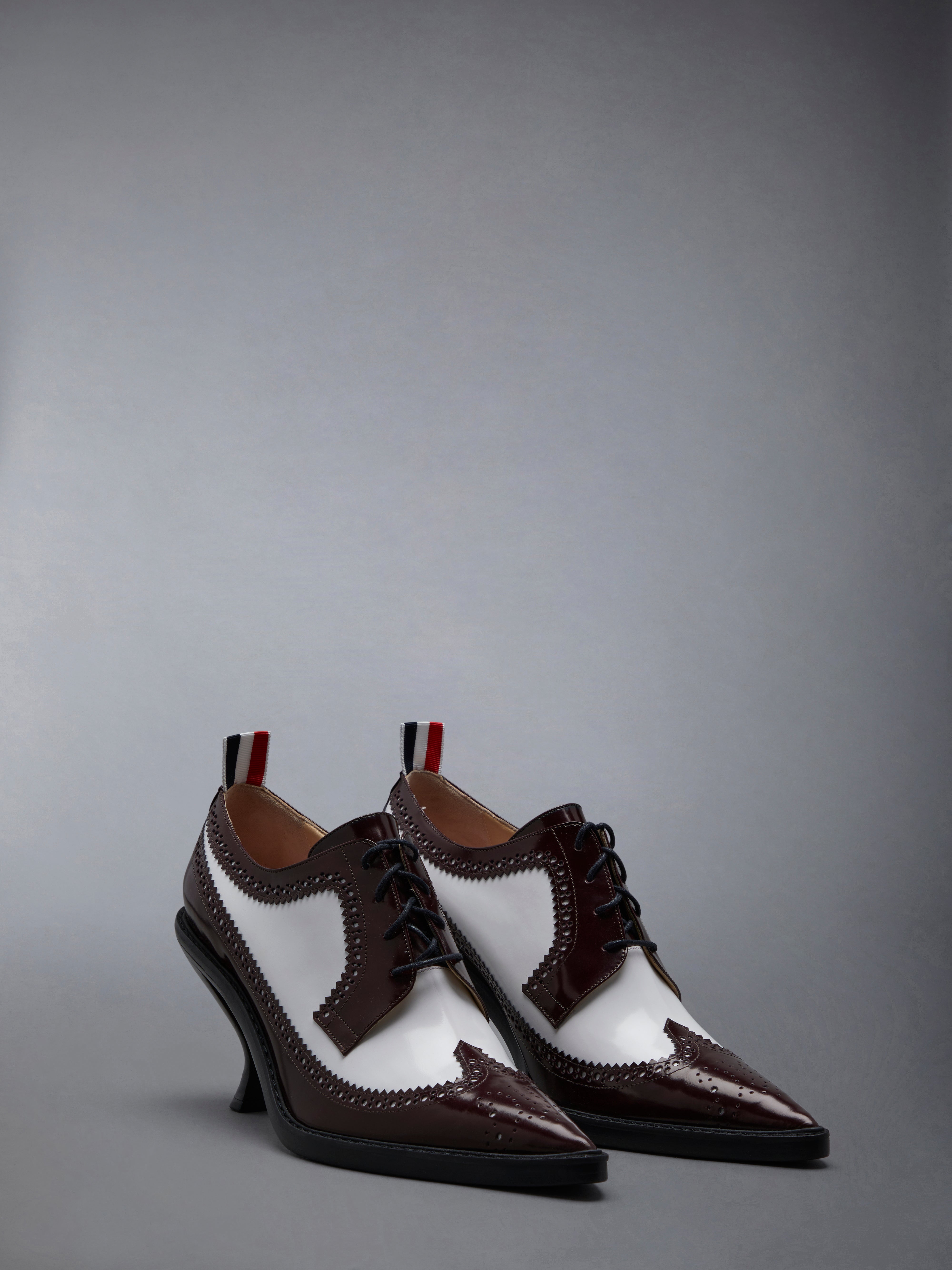 SOFT SPAZZOLATO 75MM CURVED HEEL LONGWING SPECTATOR BROGUE - 2