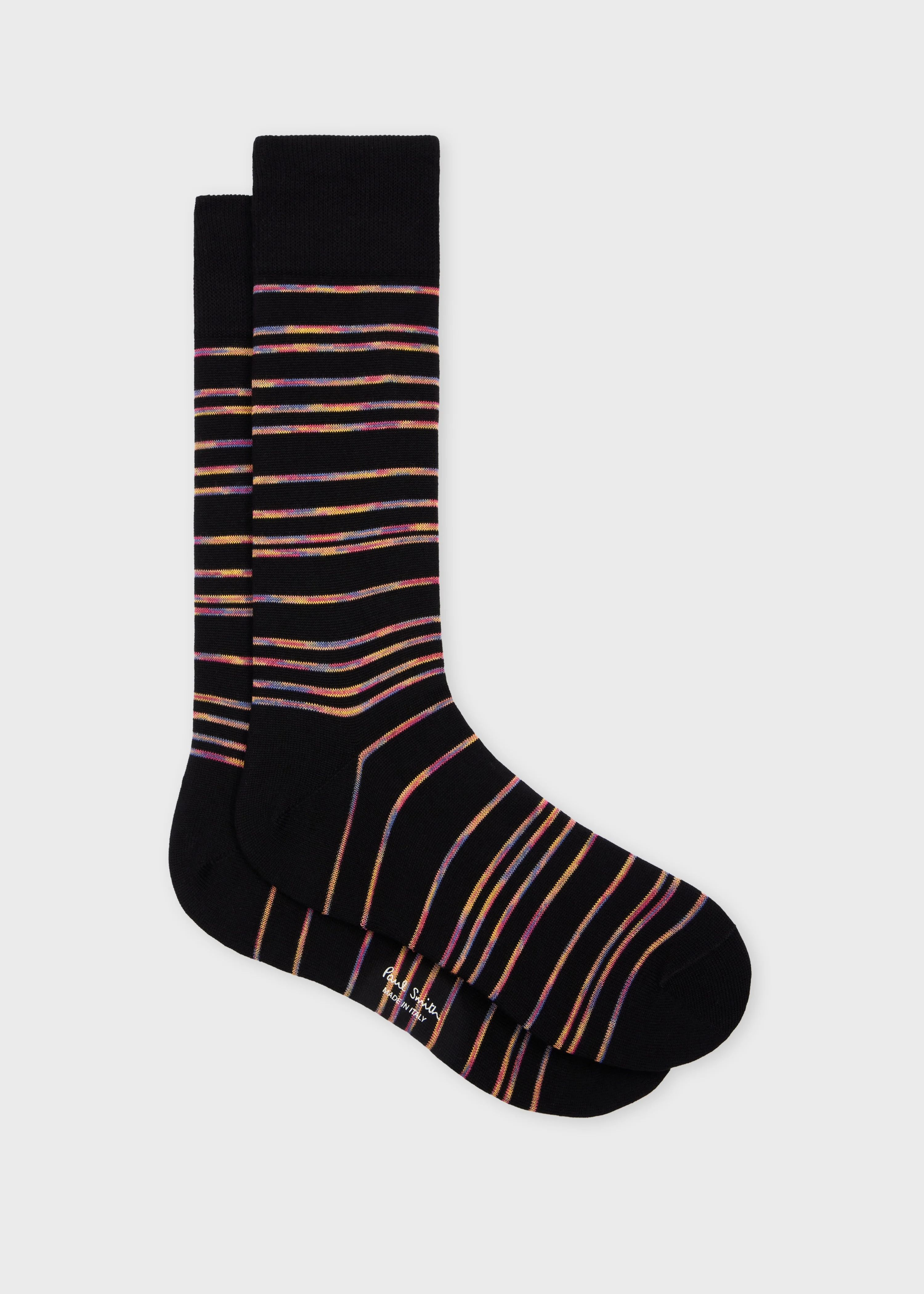 Black Cotton-Blend 'Pinstripe Signature' Socks - 1