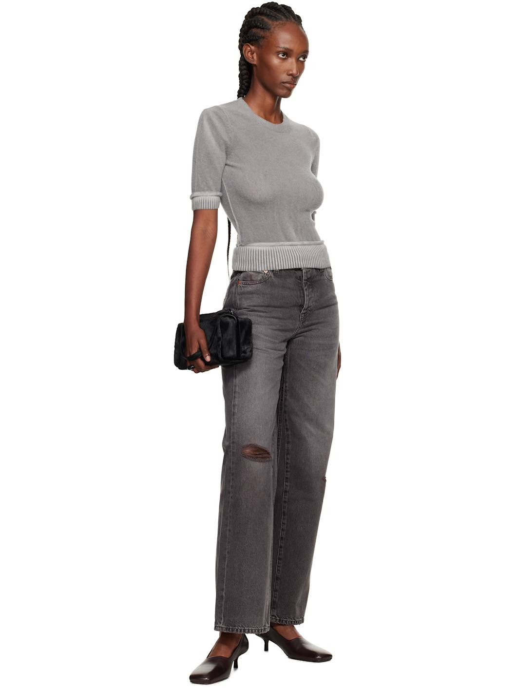 Gray Dual Short Sleeve Sweater - 4