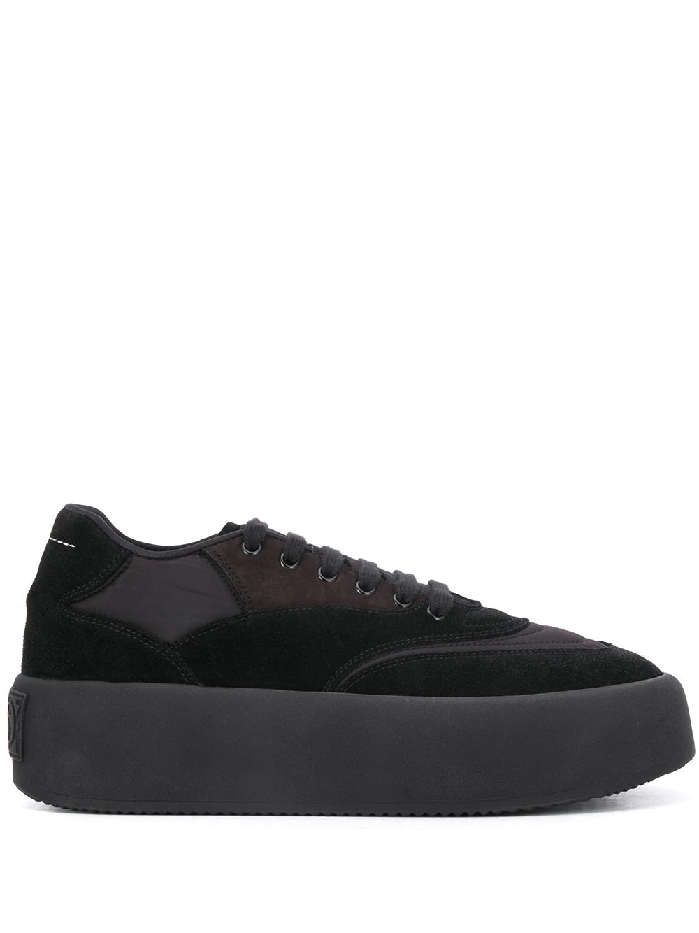 suede panel flatform sneakers - 1