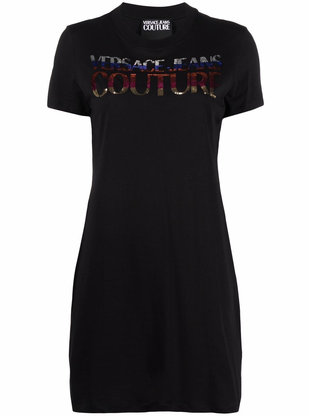 sequin-logo T-shirt dress - 1