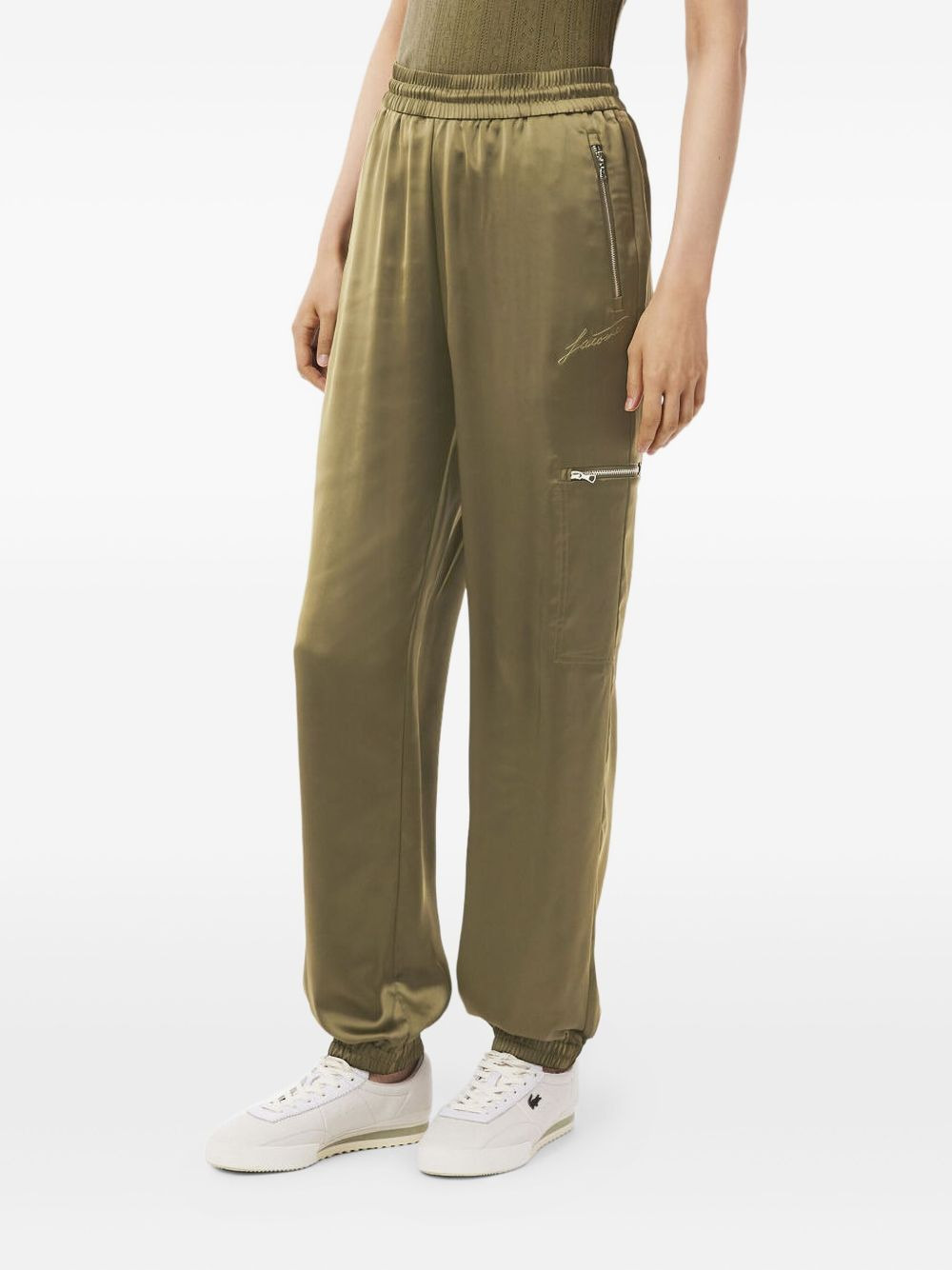 zip-pocket satin trousers - 3