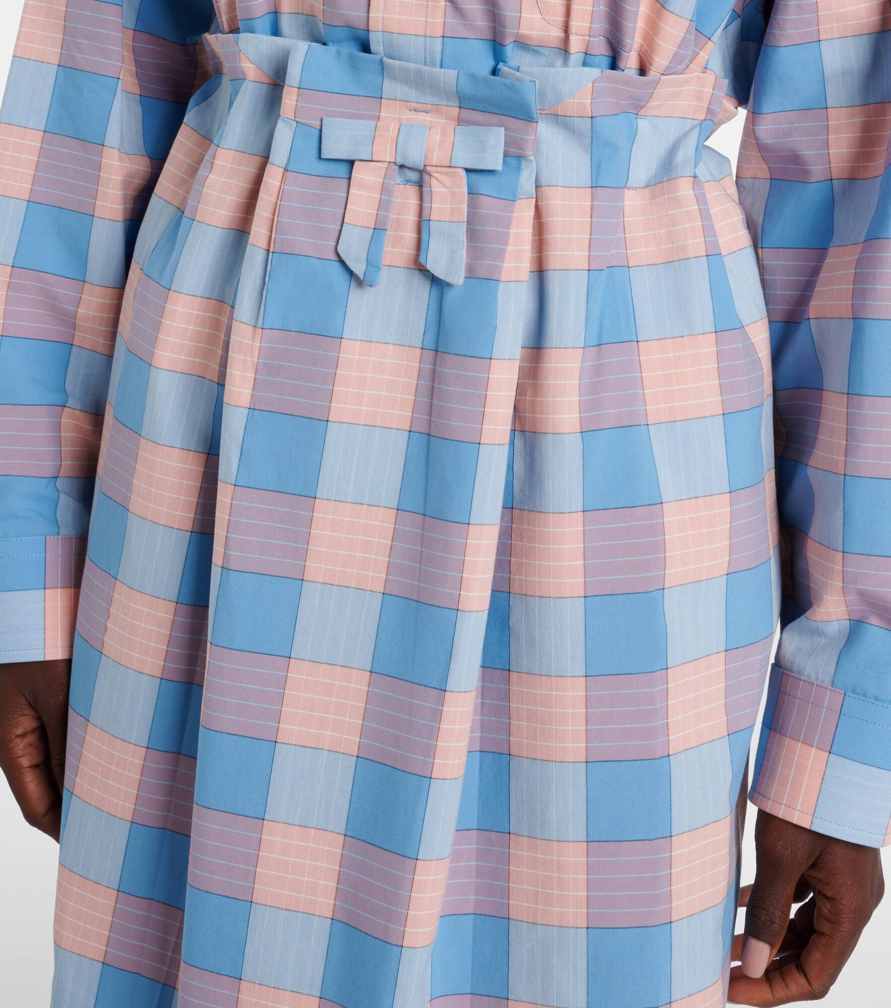 Checked cotton poplin midi skirt - 4