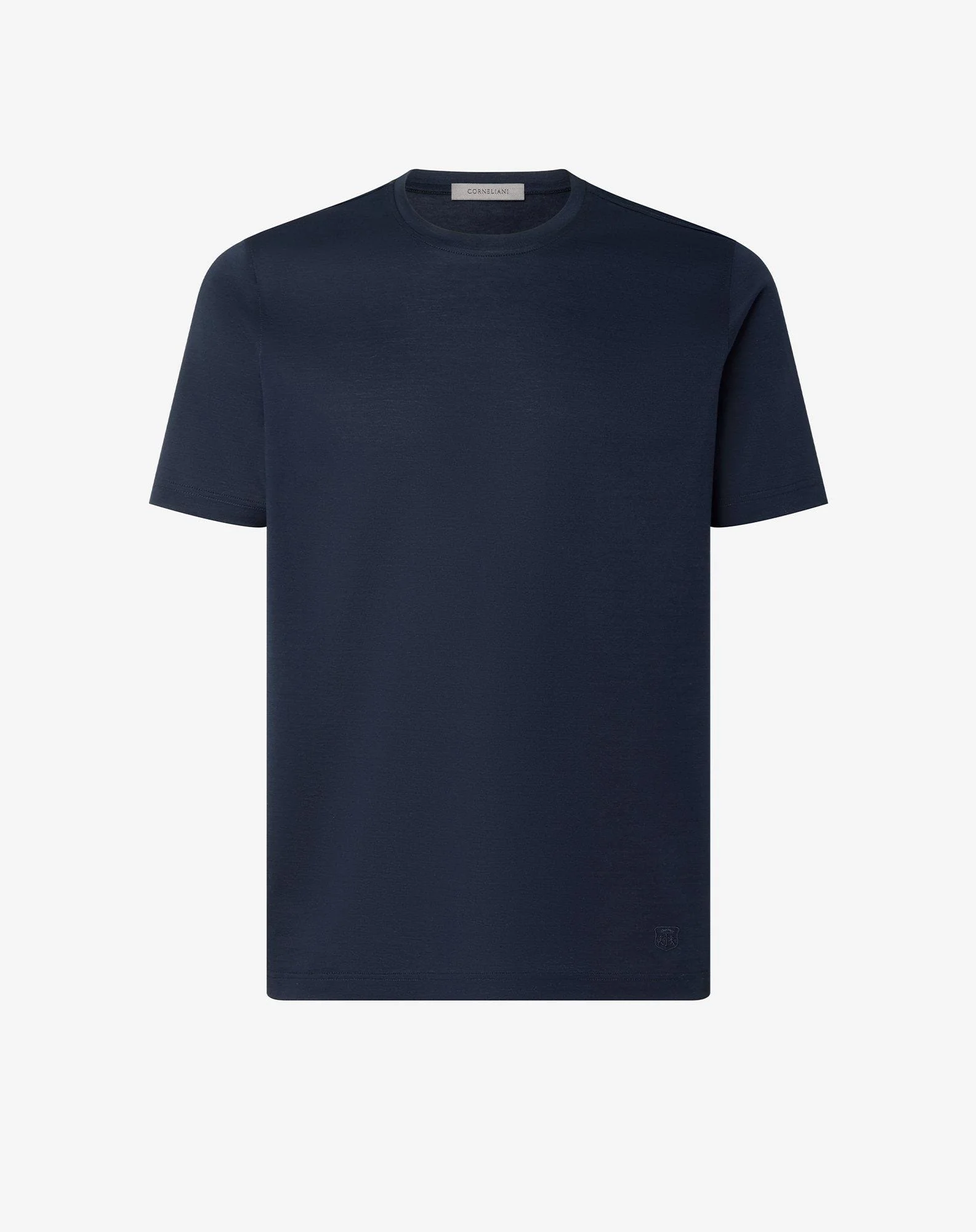 Navy blue crew neck pure cotton t-shirt - 1