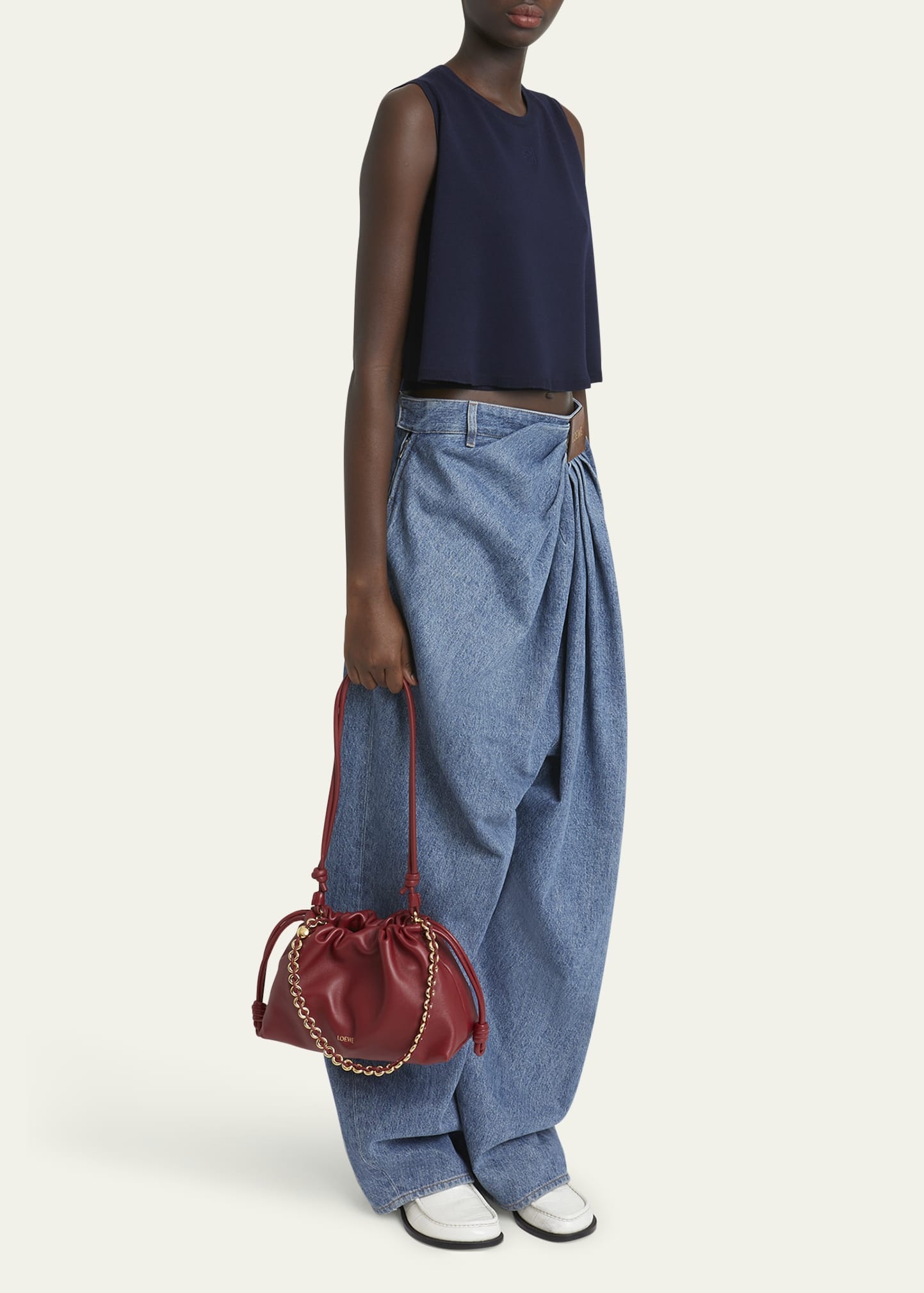Flamenco Small Crossbody Bag in Napa Leather with Detachable Chain - 6
