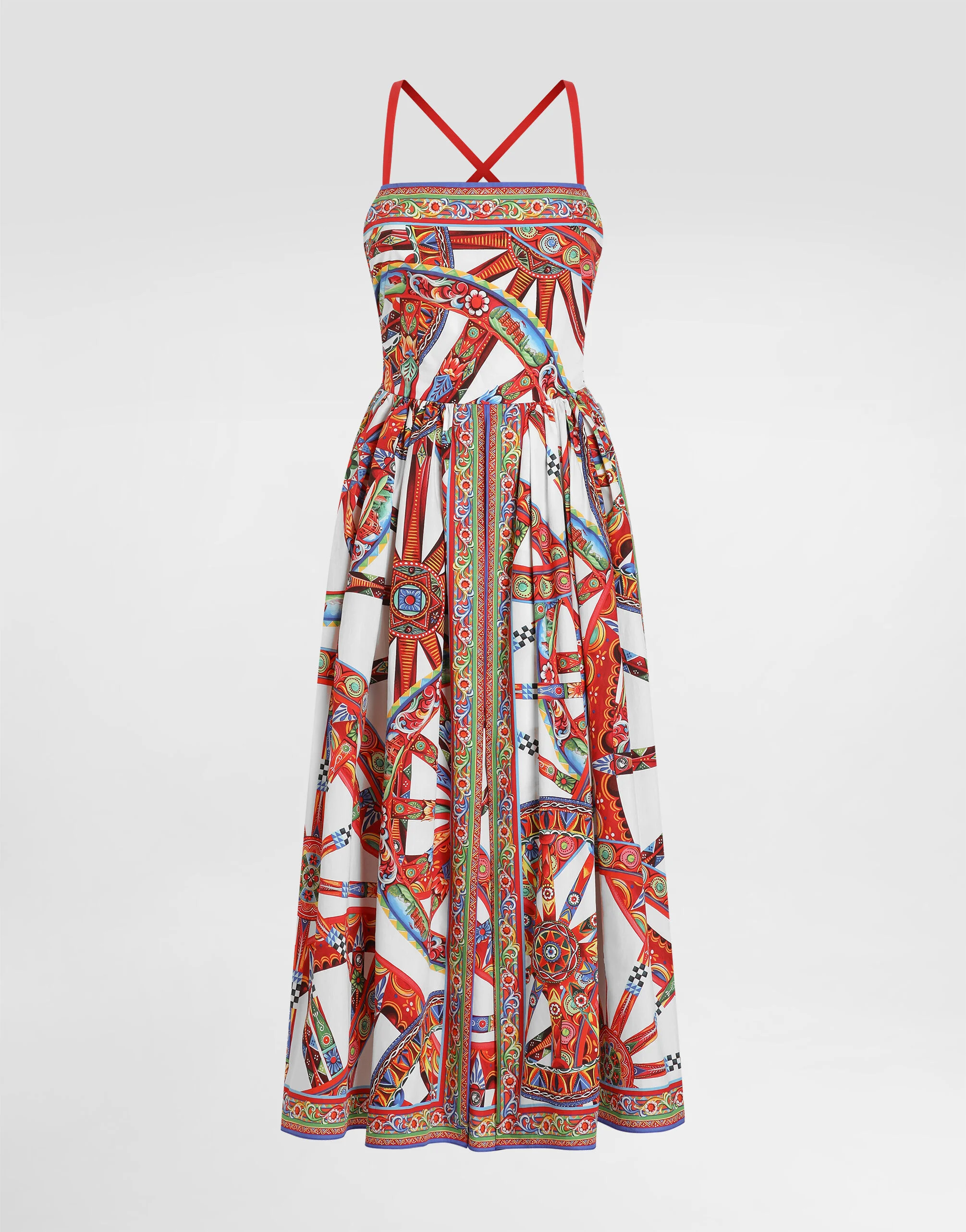 Carretto-print poplin short dress - 1