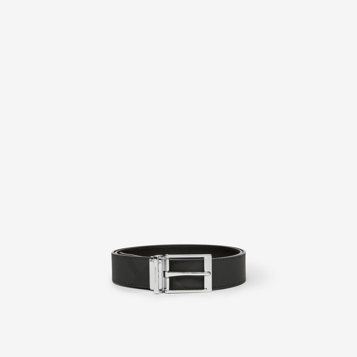 Reversible Charcoal Check and Leather Belt - 1