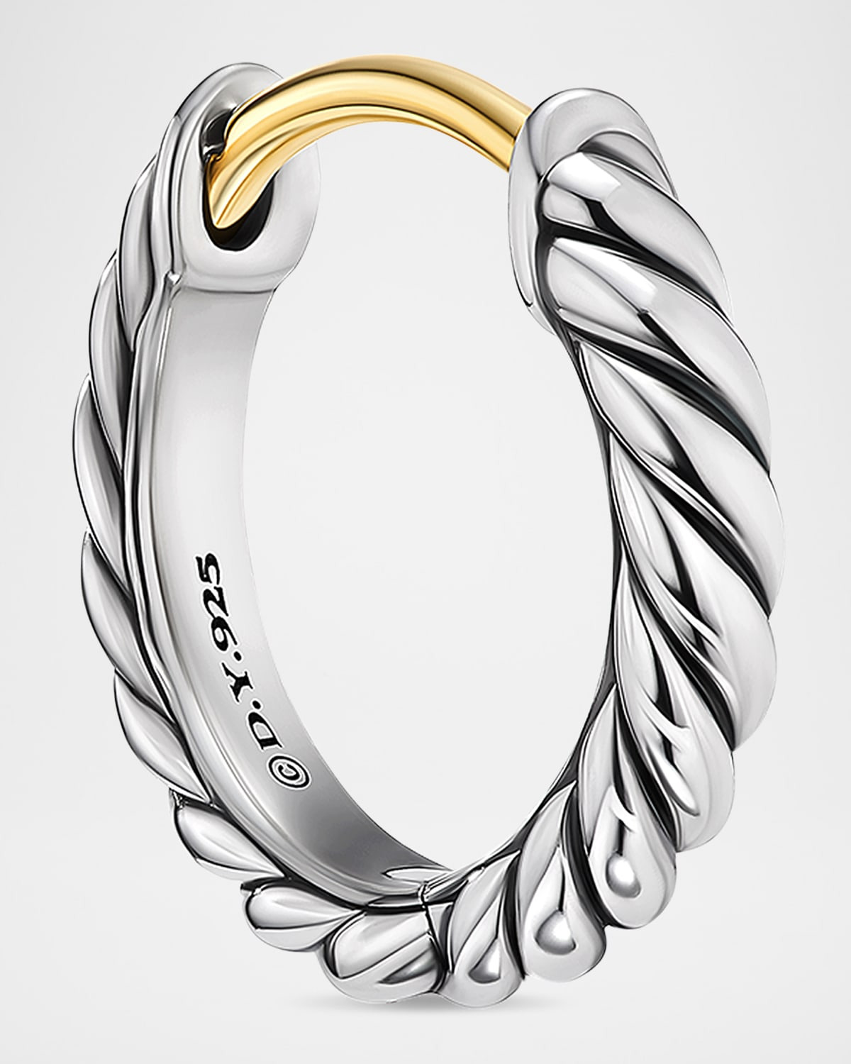 Sculpted Cable Huggie Hoop Earrings in Silver, 2.2mm, 0.4"L - 4
