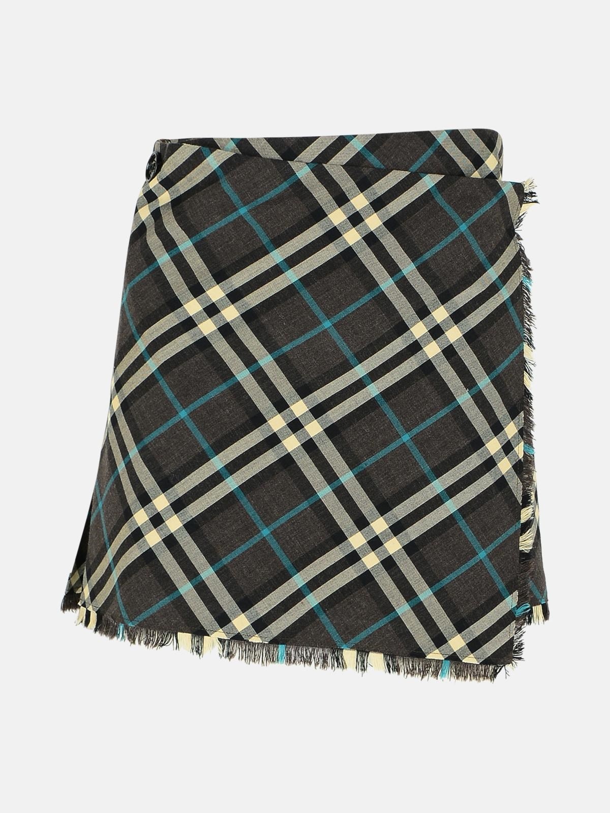 'CHECK' BROWN POLYESTER BLEND SKIRT - 1