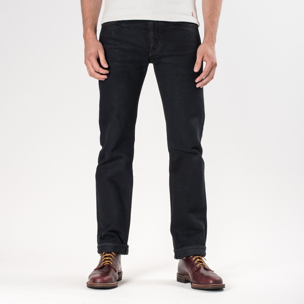 IH-666S-21od 21oz Selvedge Denim Slim Straight Cut Jeans - Indigo Overdyed Black - 2