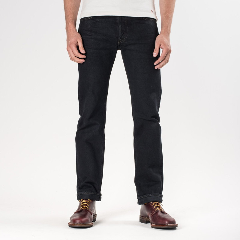 Iron Heart IH-666S-21od 21oz Selvedge Denim Slim Straight Cut Jeans - Indigo Overdyed Black outlook
