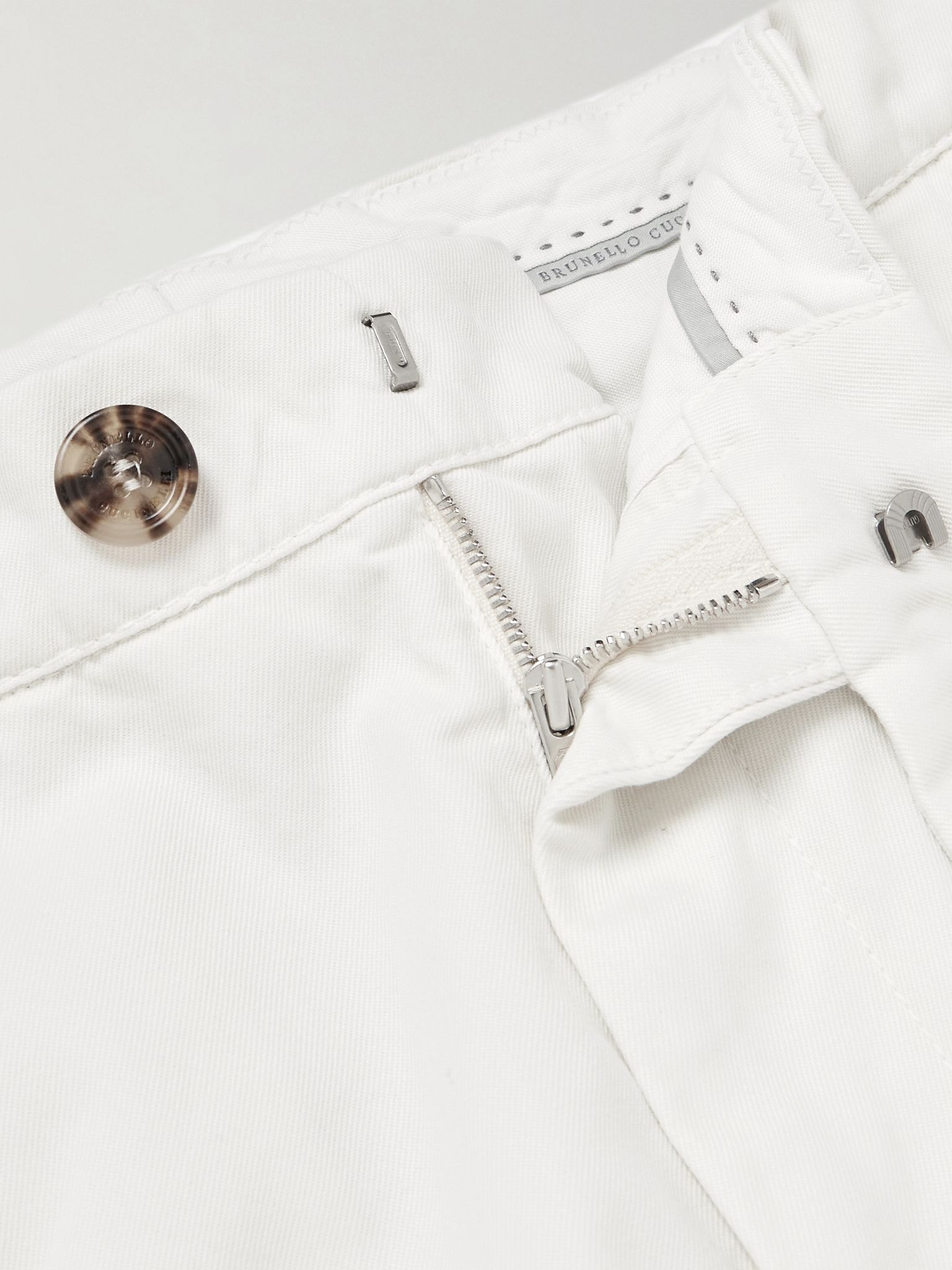 Straight-Leg Cotton-Gabardine Cargo Trousers White - 6